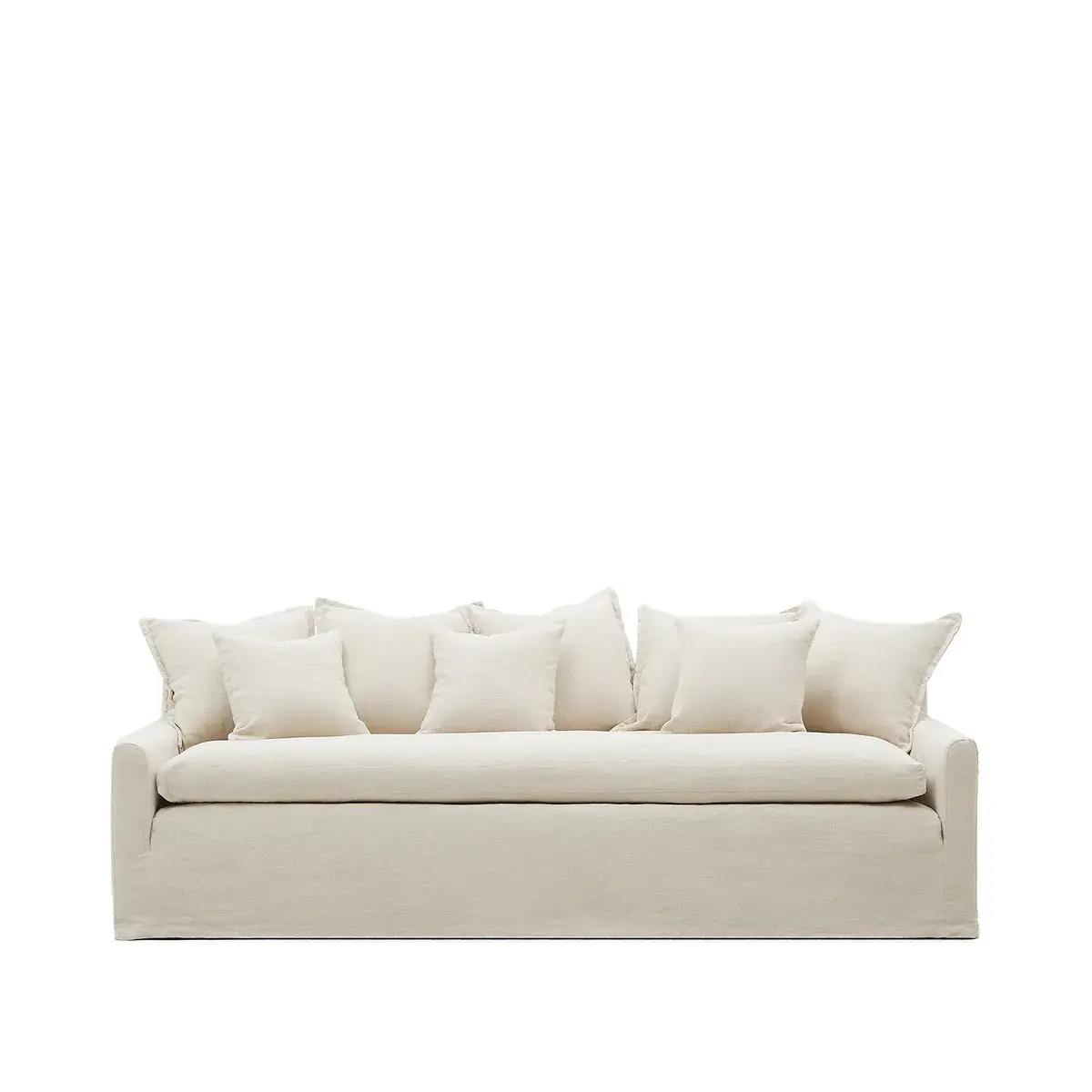 Beige Kave Home Zenira 3-seter sofa i bomull og lin med løst trekk og mange puter
